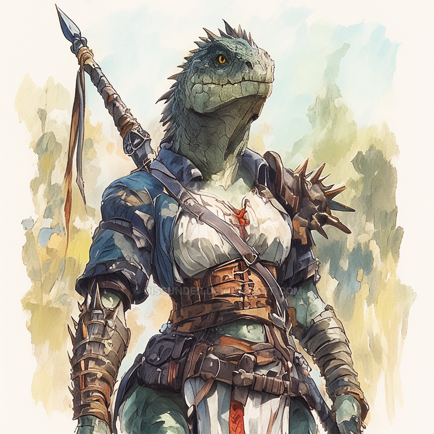 Lizardfolk Adoptable Character DnD Art Female 5$ by Dissunder on DeviantArt