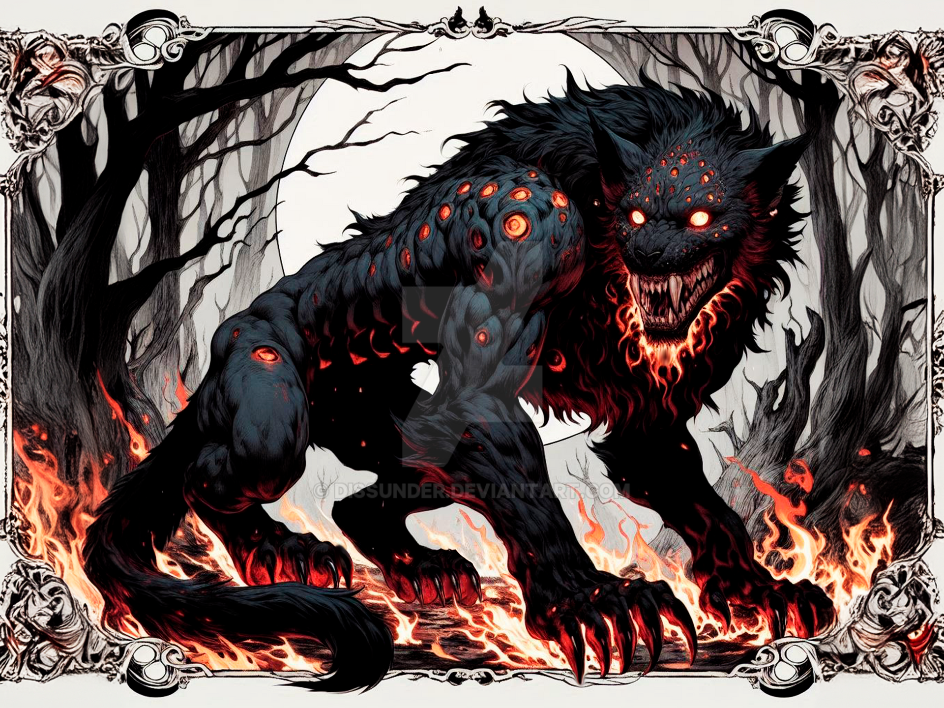 Infernal Wolves Infernal Demonic Adoptable Werewolf Creature Art by Dissunder on DeviantArt