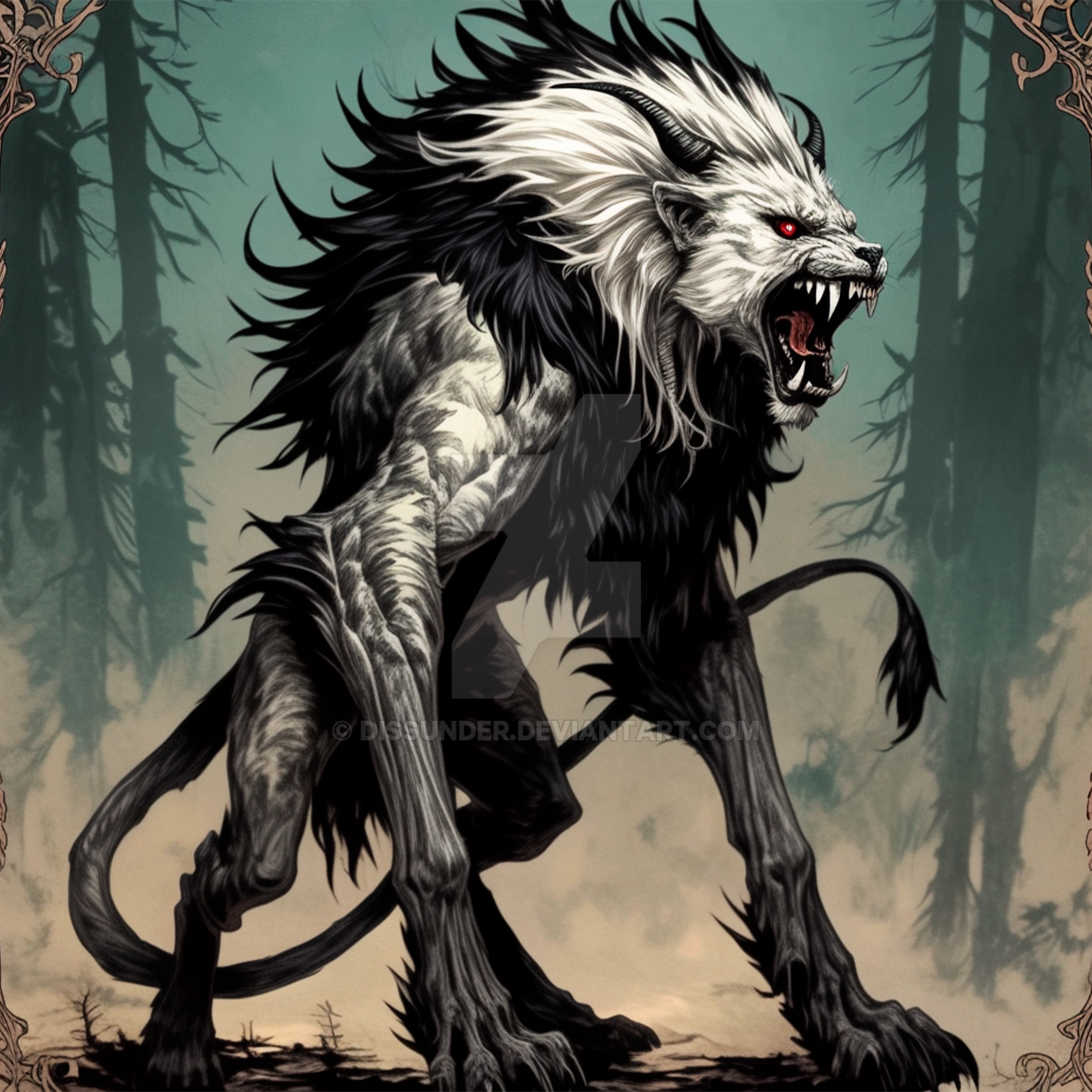 Cursed Wolves Horned Cursed Werewolf Lion Wolf Beast Art Fantasy by Dissunder on ...