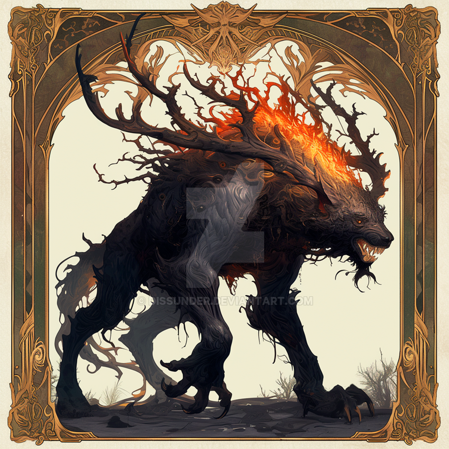 Infernal Wolves Horned Infernal Demonic Werewolf Wolf Adoptable 5$ by Dissunder on ...