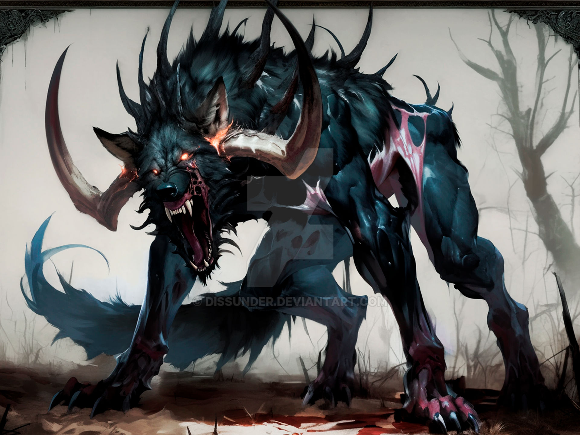 Cursed Wolves Werewolf Cursed Wolf Creature Macabre Horned by Dissunder on DeviantArt