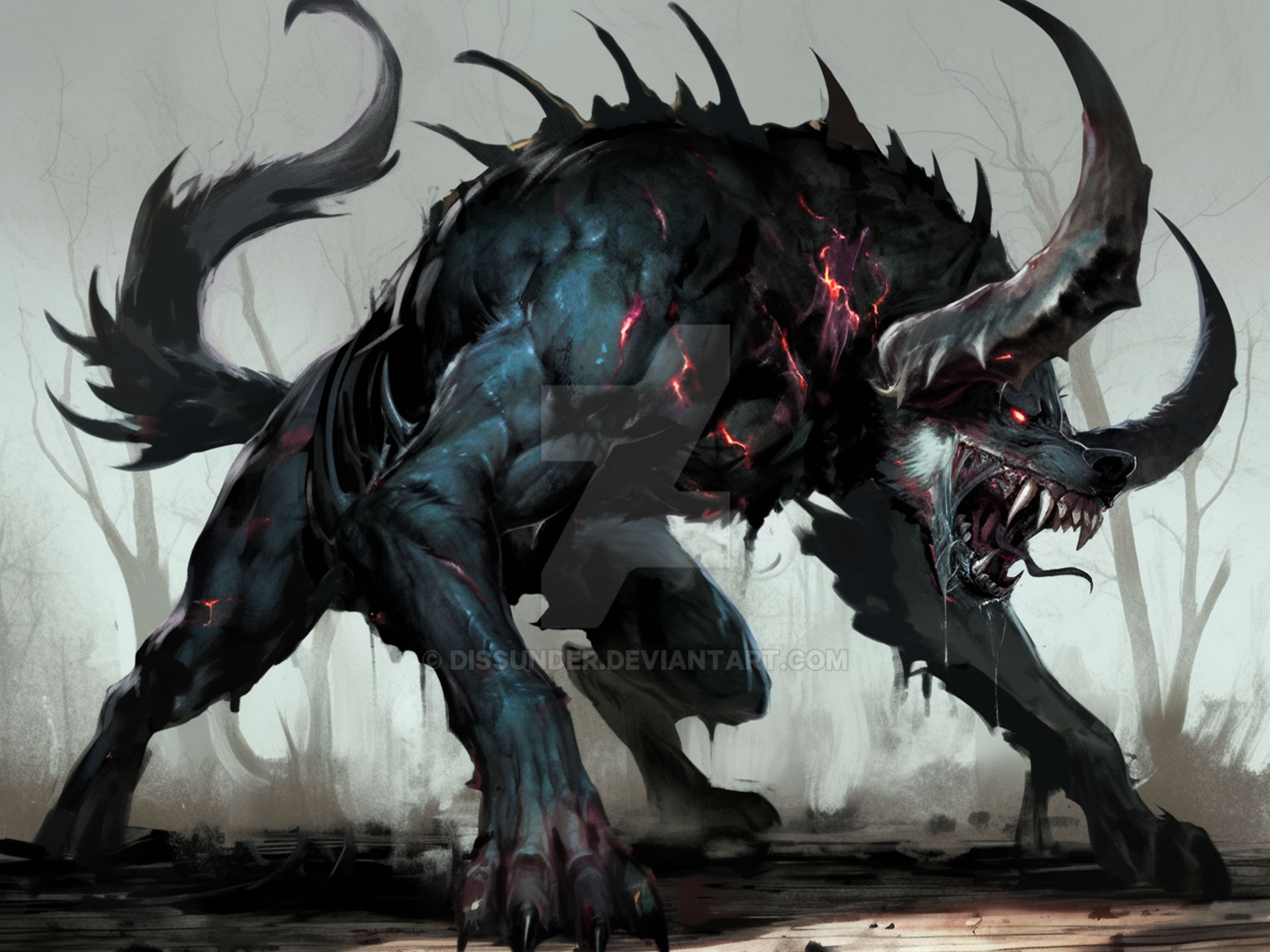 Infernal Wolves Horned Infernal Werewolf Beast Hound Monster Art by Dissunder on DeviantArt
