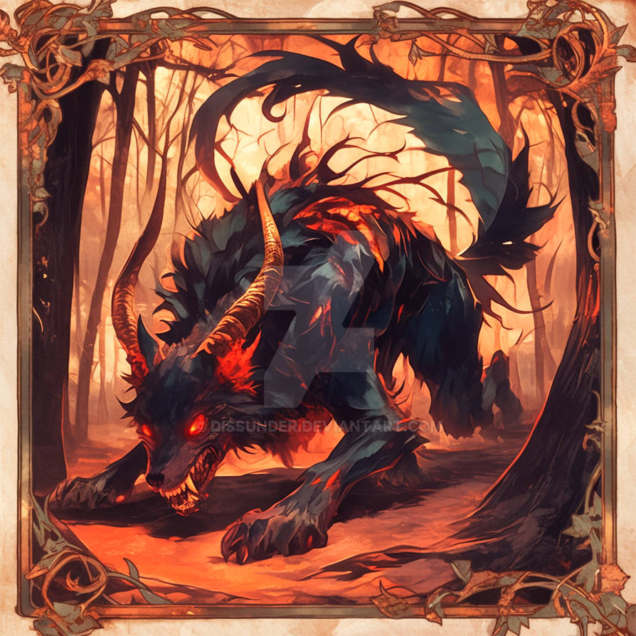 Infernal Wolves Horned Infernal werewolf Adoptable Creature Art 5$ by Dissunder on ...