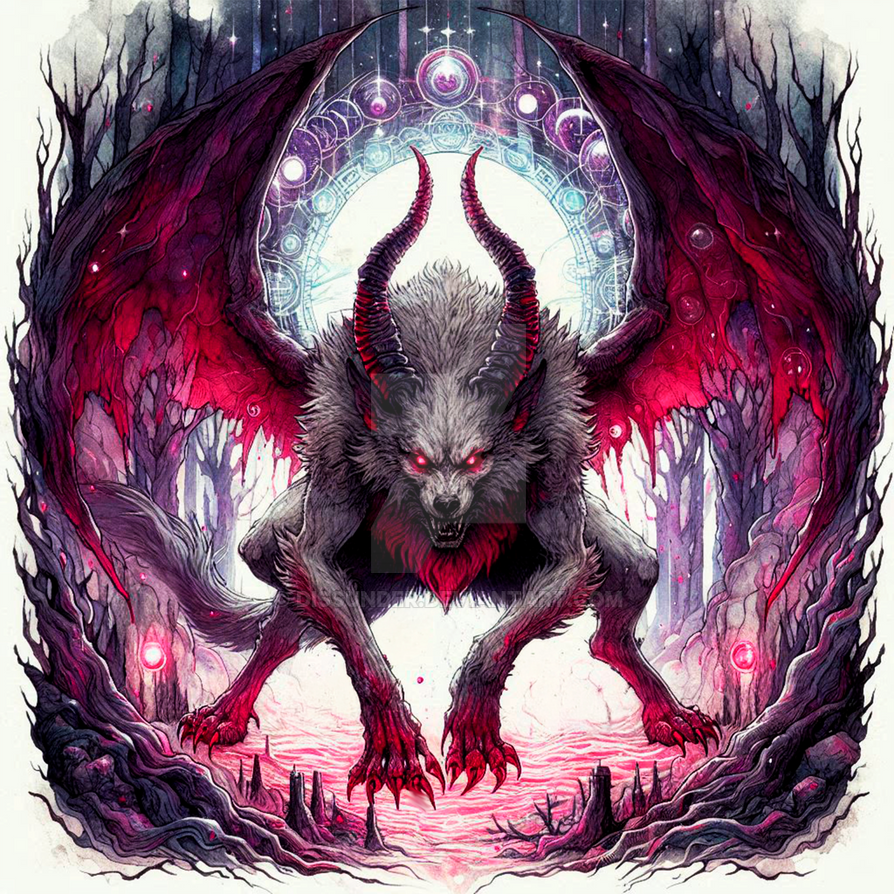 Warewolf Devil Winged Demonic Werewolf Horned Wolf Creature Art by Dissunder on DeviantArt