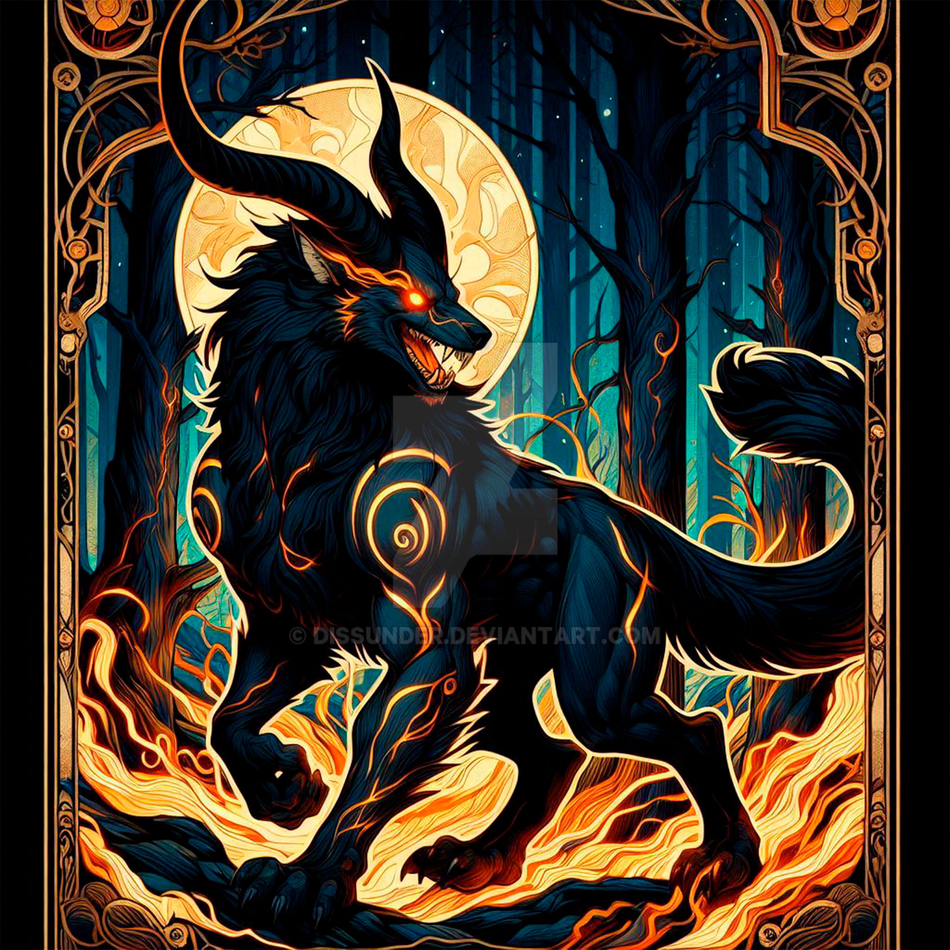 Cursed Wolves Horned Werewolf Cursed Wolf Creature Beast Art 6$ by Dissunder on ...