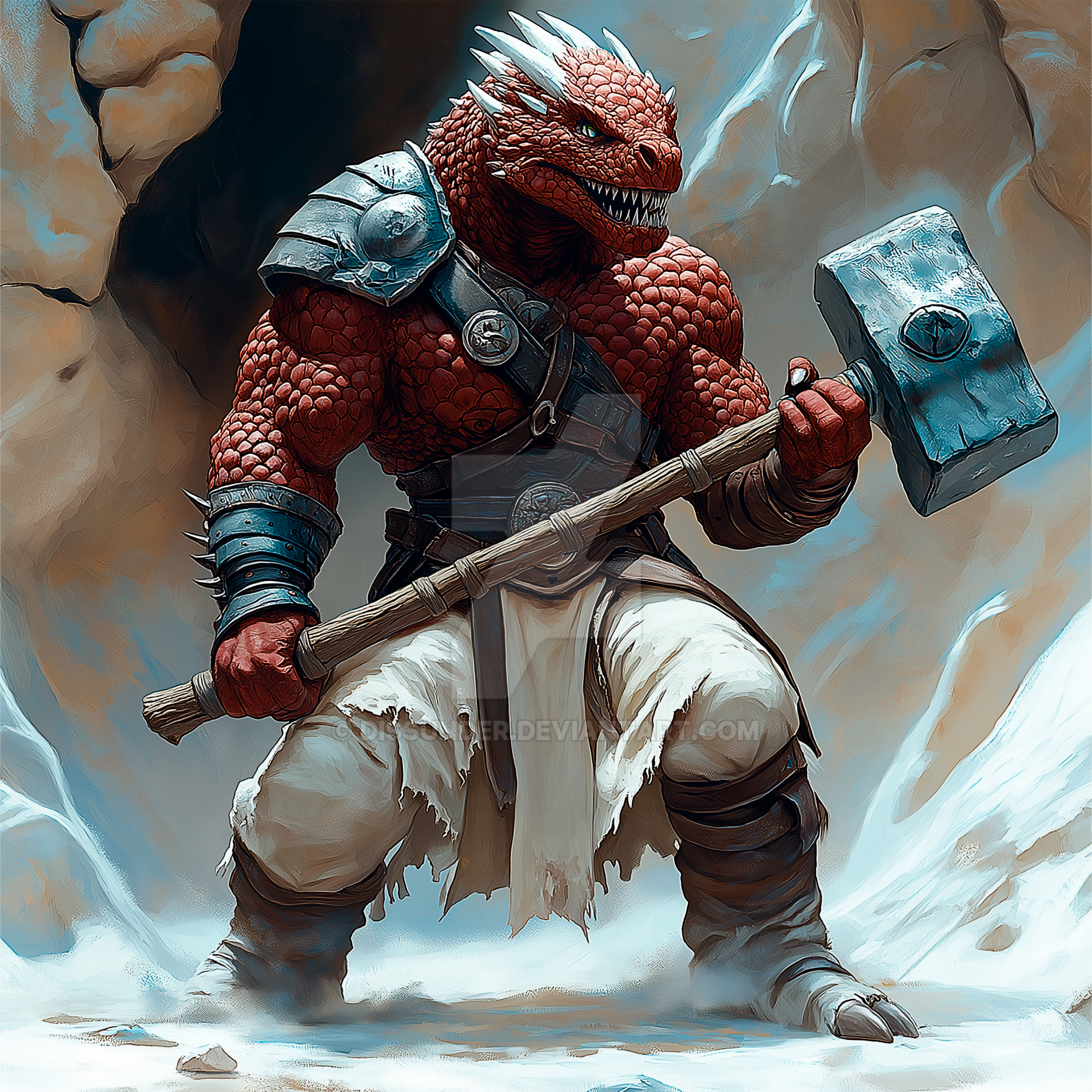 Dragonborn Riding Lizard Draconian Dragonborn Lizardman Reptilian Barbarian by Dissunder on ...