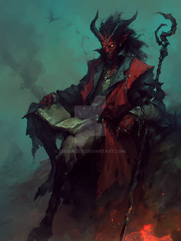Tiefling Unholy Demon Warlock Horned DnD Epic Art