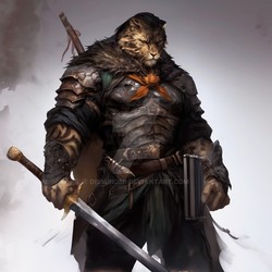 Leonin Barbarian Warrior Adoptable Epic Art Gothic