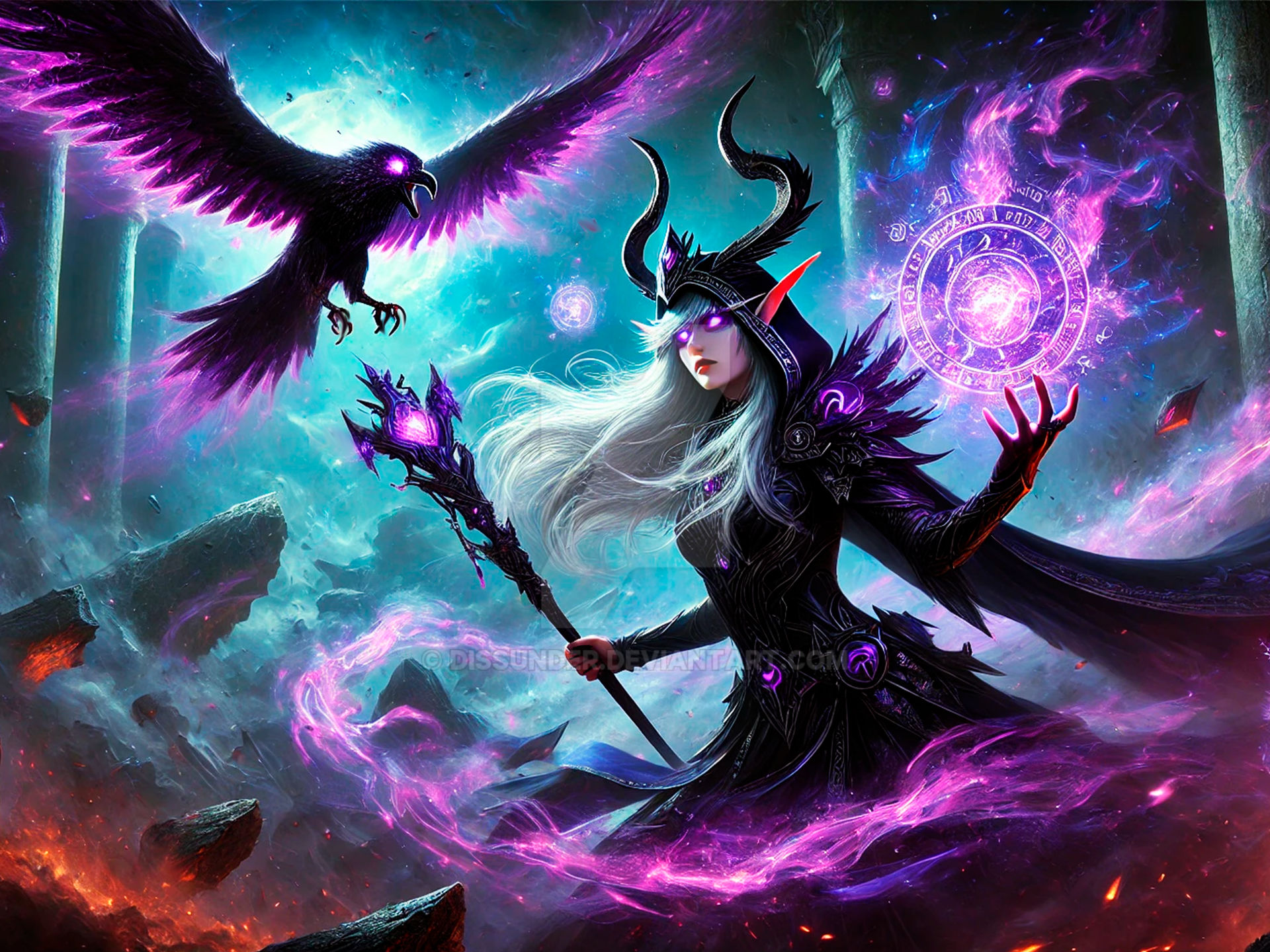 Drow Ranger Raven Night Elf Drow Witch Horned Hooded Raven DnD Epic by Dissunder on ...