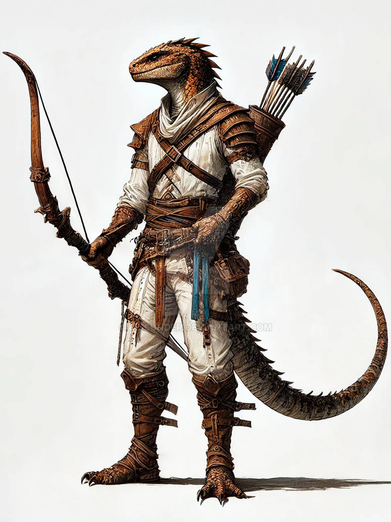 Lizardfolf Lizardman Rogue Archer Warrior DnD Art by Dissunder on ...