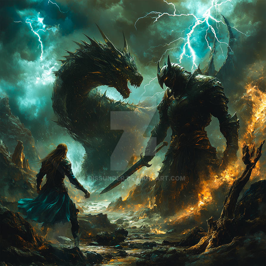 Human Epic Dragon Titan Human Epic Battle Scene Adoptable Art by Dissunder on ...