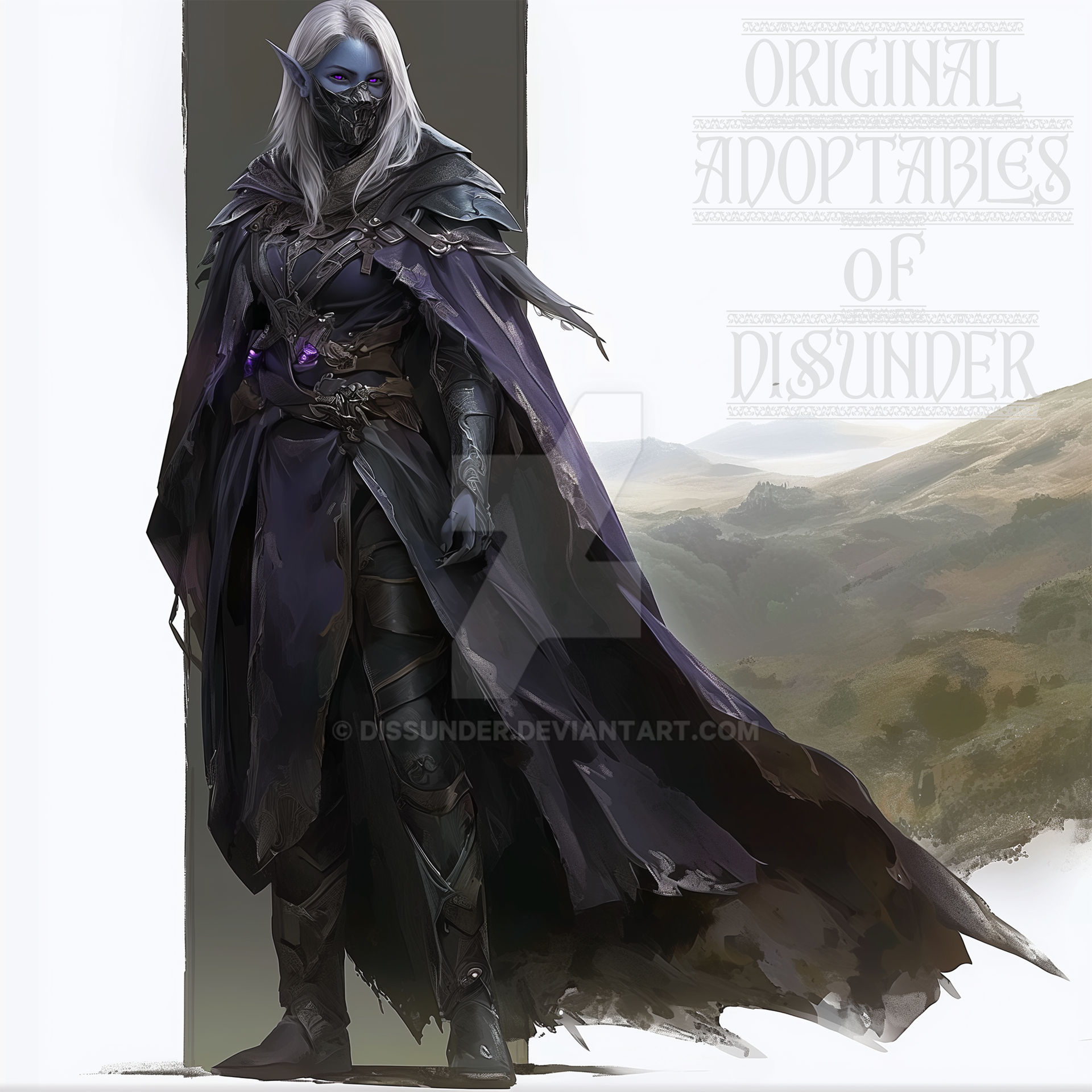 Masked Drow Elf Rogue Female Warrior DnD Art Adopt by Dissunder on ...