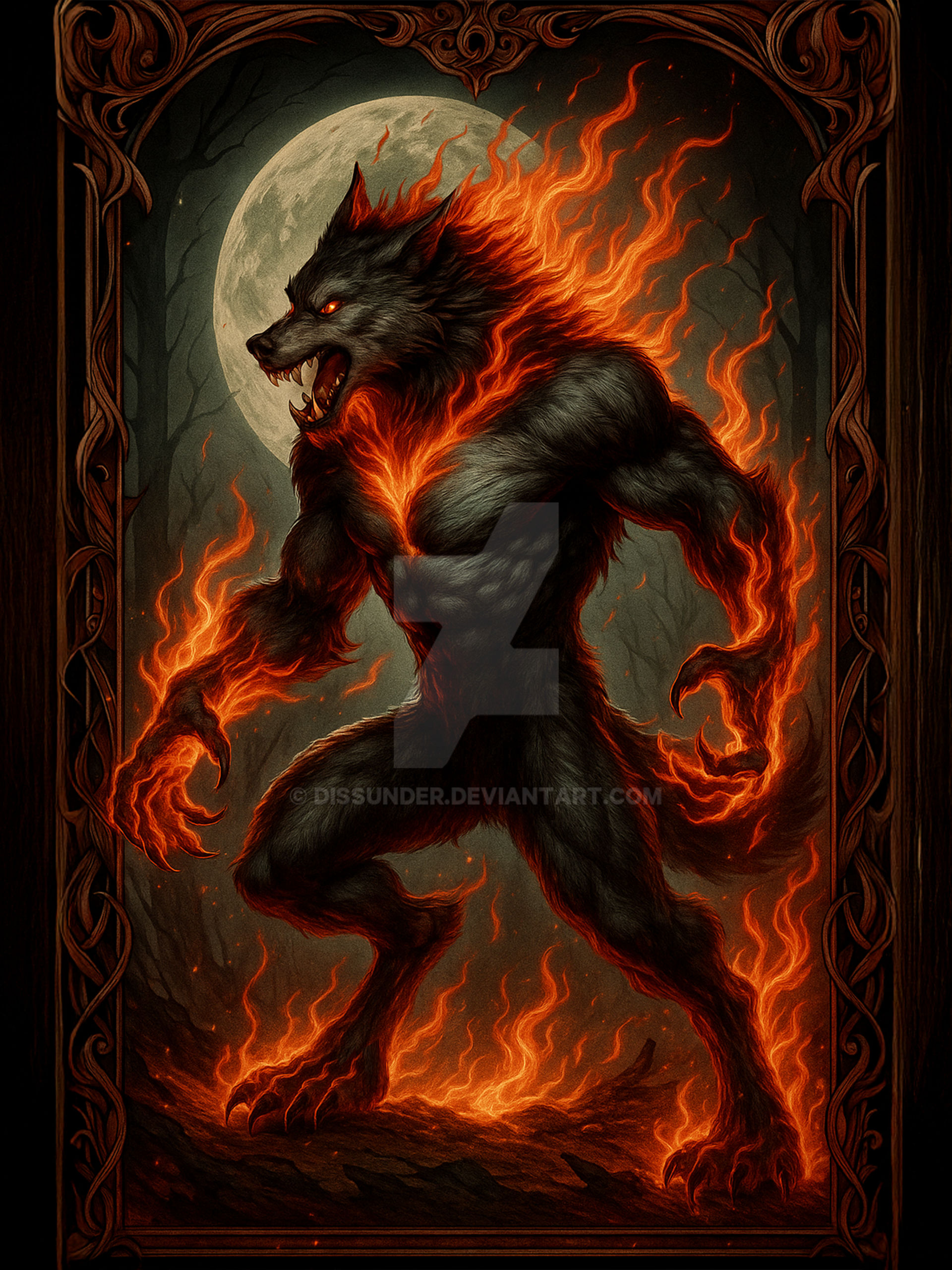 Infernal Wolves Infernal Werewolf Demonic Canine Wolf Creature Art by Dissunder on ...