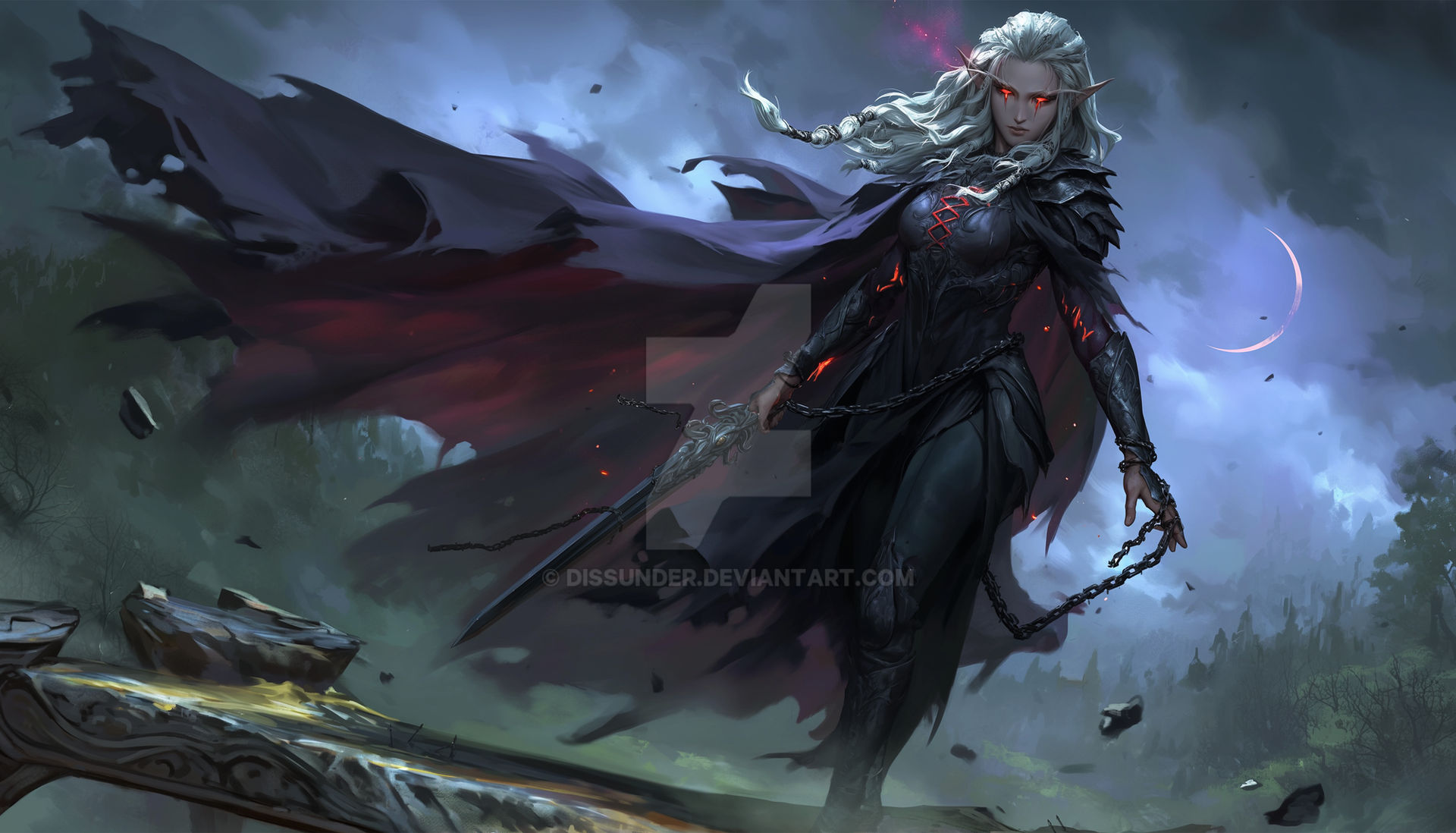 Elf DND Drow Rogue Warrior Female Epic Fantasy Art by Dissunder on ...