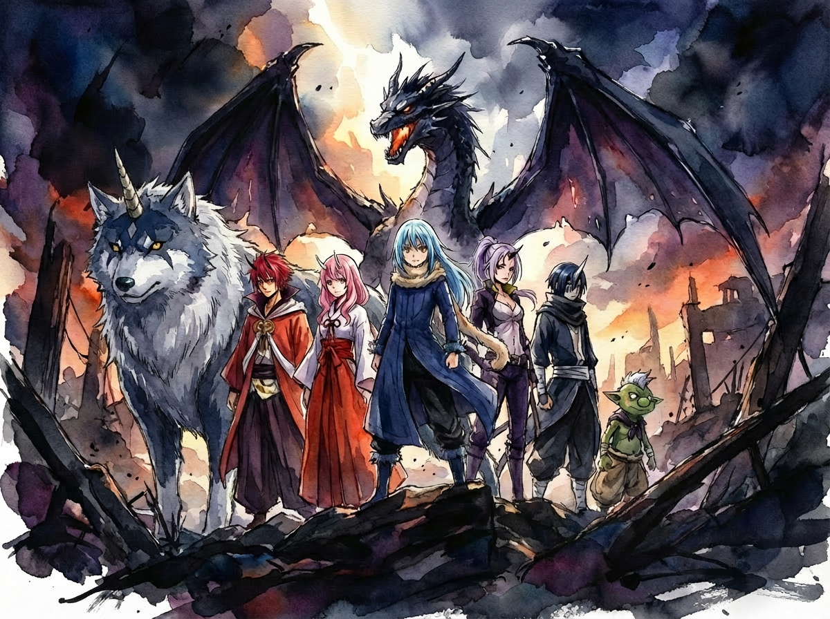 Rimuru Tempest and his team. Fan art Poster AI Art by Dissunder on ...
