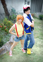 The pokemon team - Ash Misty and Pikachu