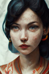 Portrait of Freckled East Asian Woman