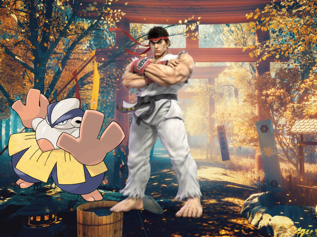 Ryu and Hariyama by Jamesdean1987 on DeviantArt