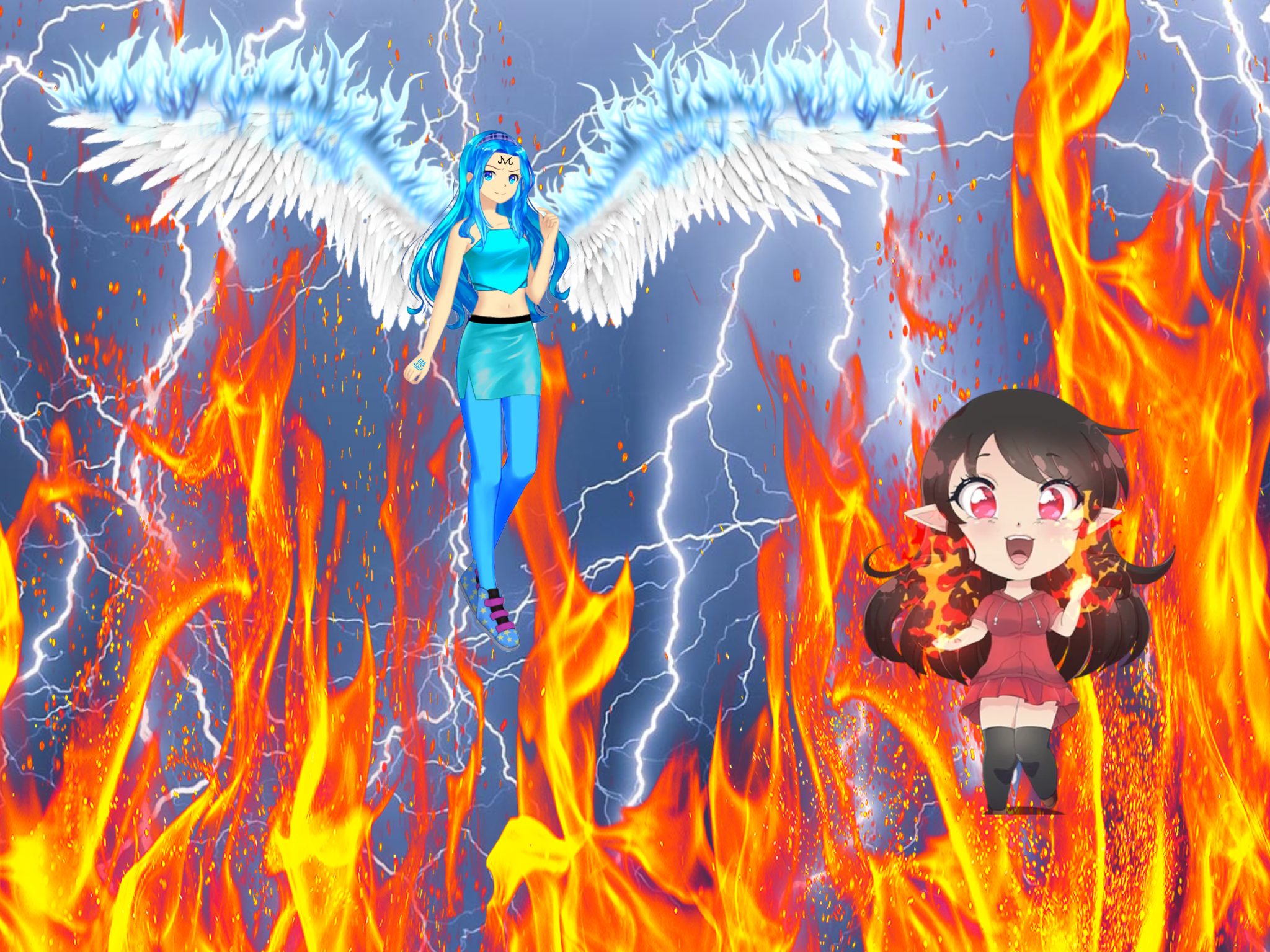 Ice Demon vs Fire Angel by GENZOMAN on deviantART