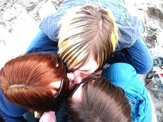 redhead, blonde and brunette