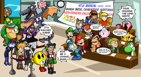 Super Smash Bros 4- day one auditions by xeternalflamebryx