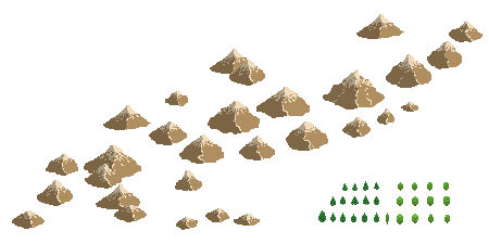 Pixel Art Elements: Trees and Mountains
