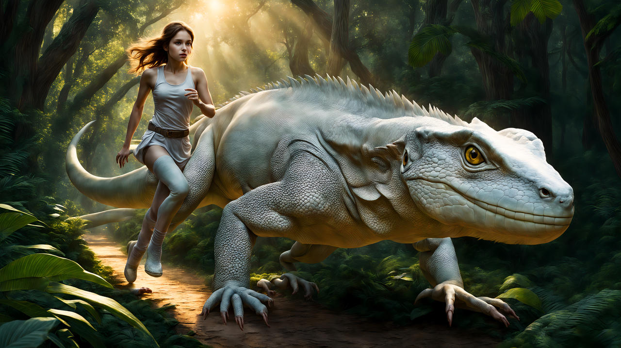 Girl-with-an-ethereal-demeanor-atop-a-giant-lizard by Franko81 on ...