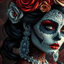Vivid sugar skull portrait of a woman