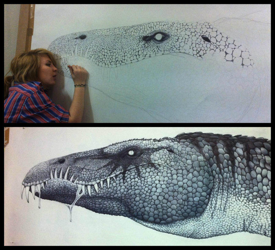 Baryonyx final piece in biro by agentcoleslaw