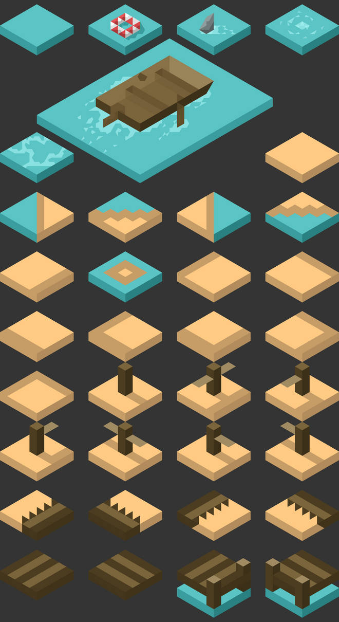 Isometric Tileset Beach by Stealthix on DeviantArt
