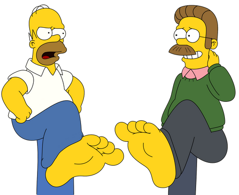 Homer Simpson and Ned Flanders feet stomping