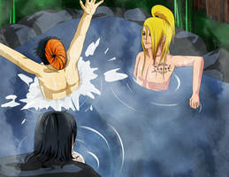 Deidara and Tobi(And OC) At the hot springs