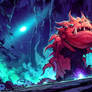 Multi-Eyed Crimson Toad in Teal Cavern