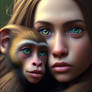 An ultradetailed beautiful girl with monkey cinema