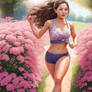  Drawing Of A Woman Running On A Flower Pa 0