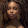 a woman with dreadlocks and a brown