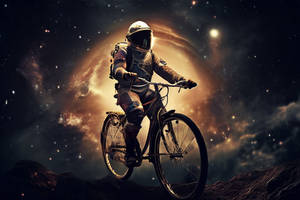 Vintage-bicycle-astronaut-pedaling-through-a-starr