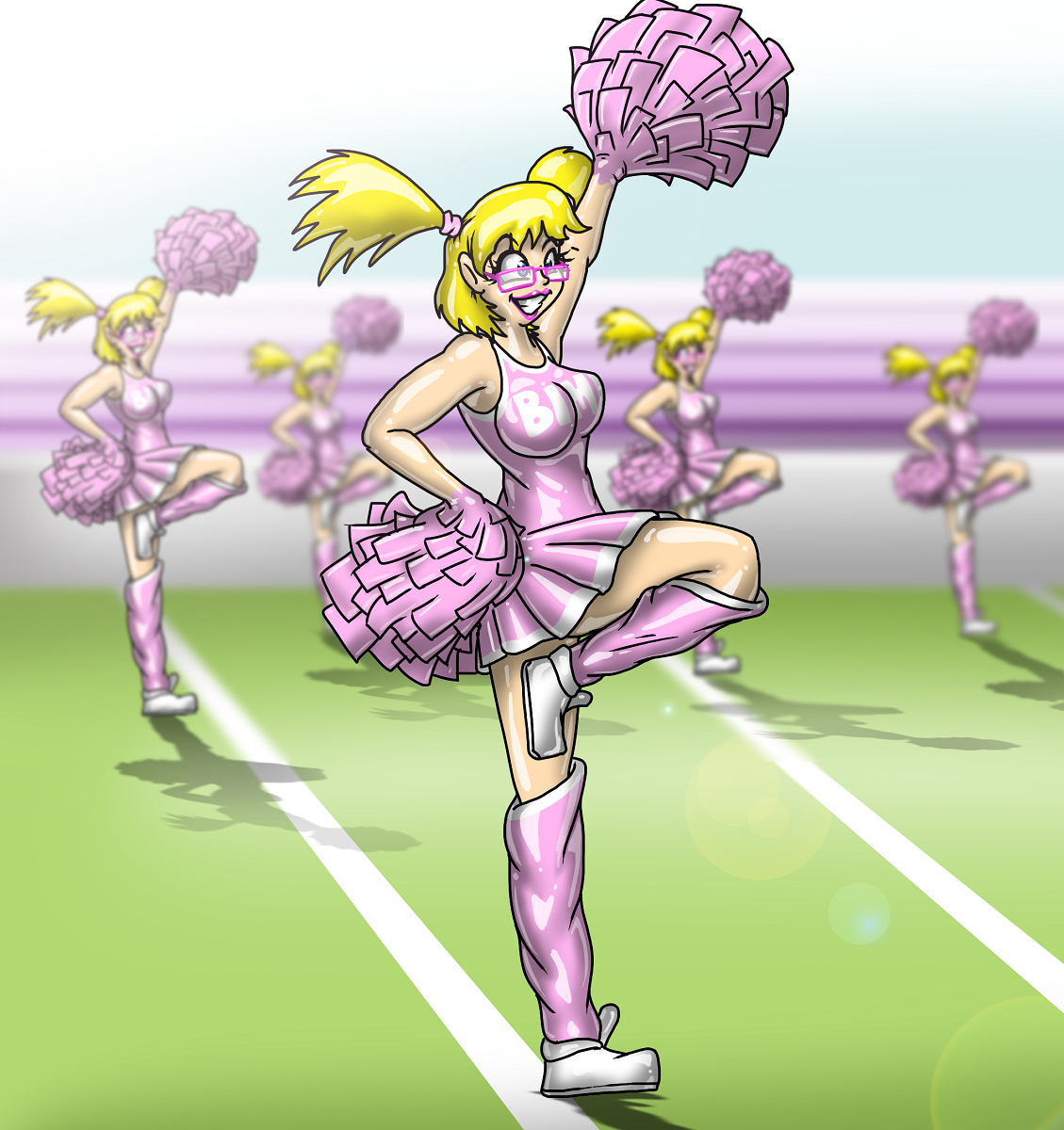 Rubber Bimbo Cheerleader Training