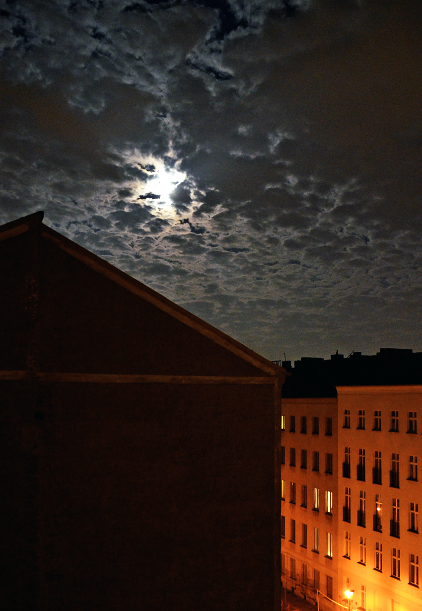 Moonlight with street lamp