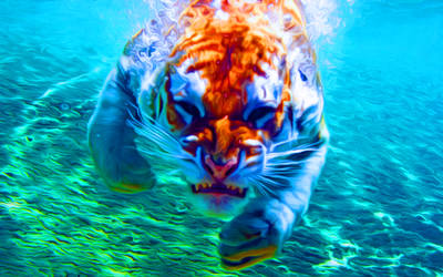 Golden Tabby in the Water