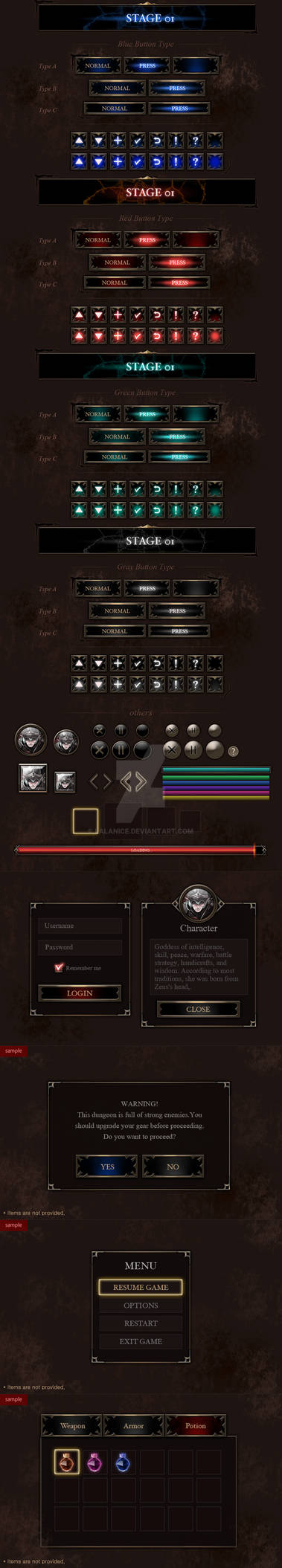 Fantasy Style Gothic Button Set + by lalanice on DeviantArt