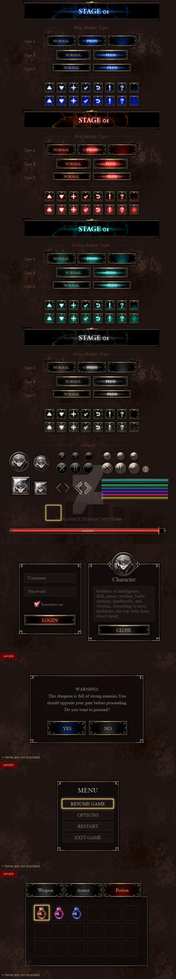 Fantasy Style Gothic Button Set + by lalanice on DeviantArt