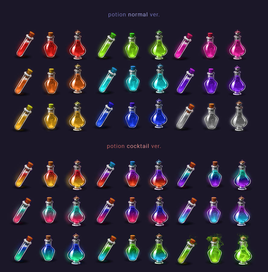 Normal and cocktail potion set by lalanice on DeviantArt
