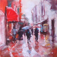 RAINING STREET in the painting