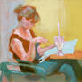 Reading Woman in the cafe