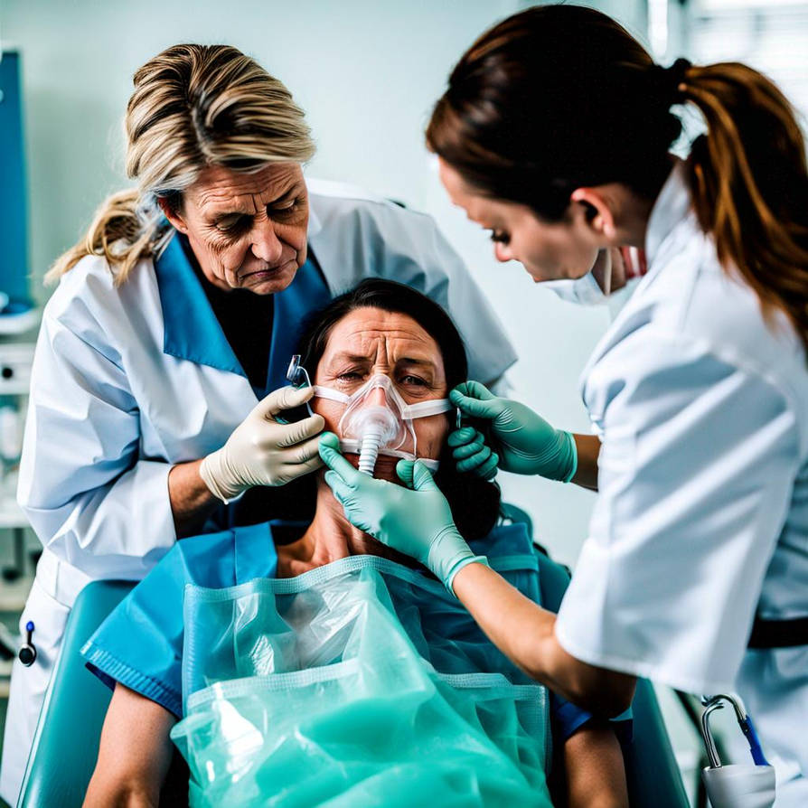 Crying female patient with nurse holding clear oxy by casay0522 on ...