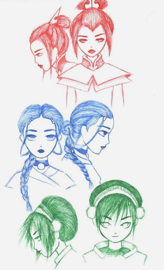 Sketchy Avatar Girls 3x2