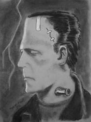 Frankenstein charcoal drawing