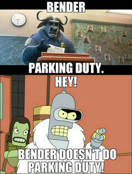 Bender hates parking duty.