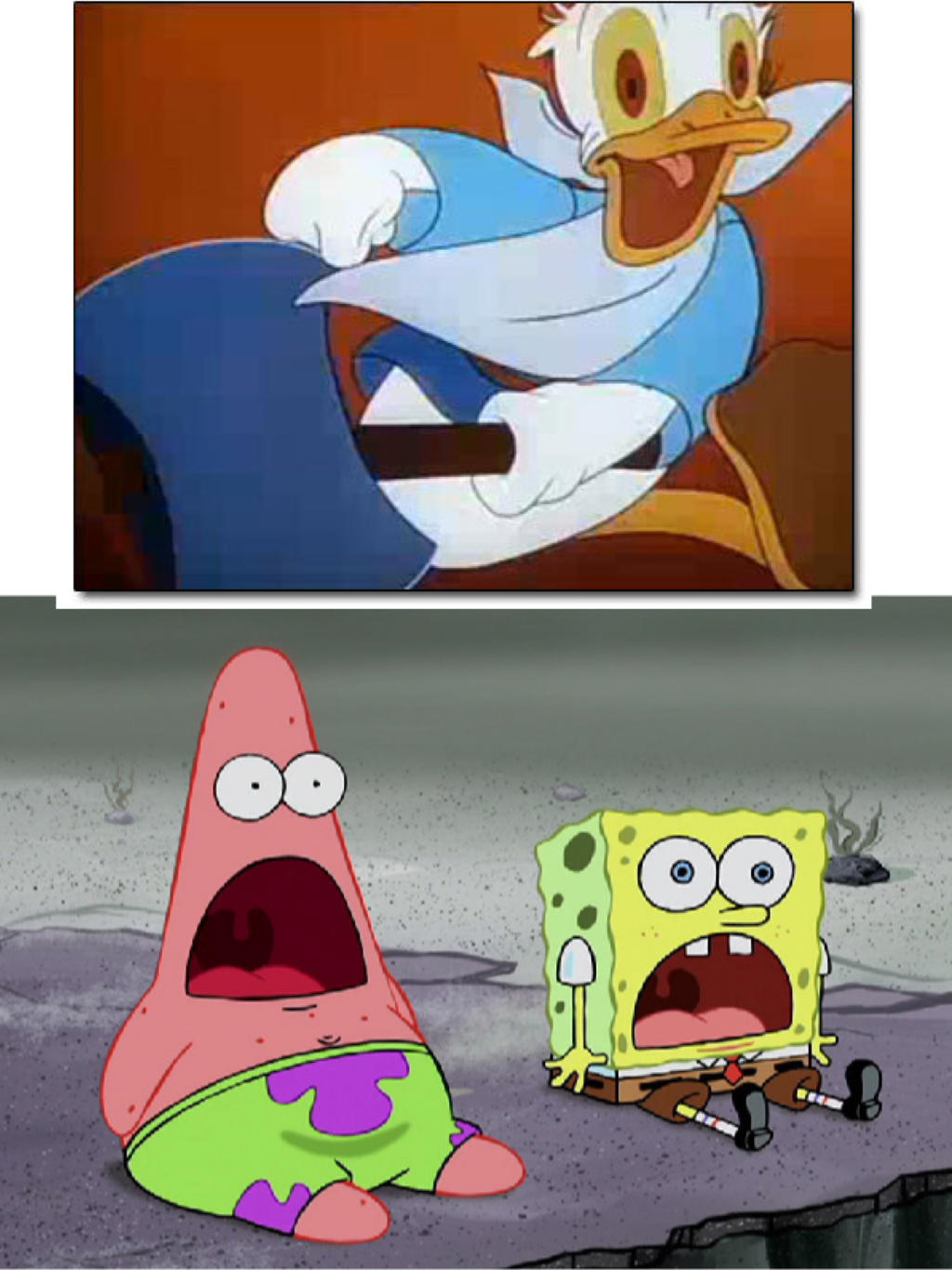 Patrick. See SpongeBob and Patrick see Crazy Donald by Toa-Mando on DeviantArt